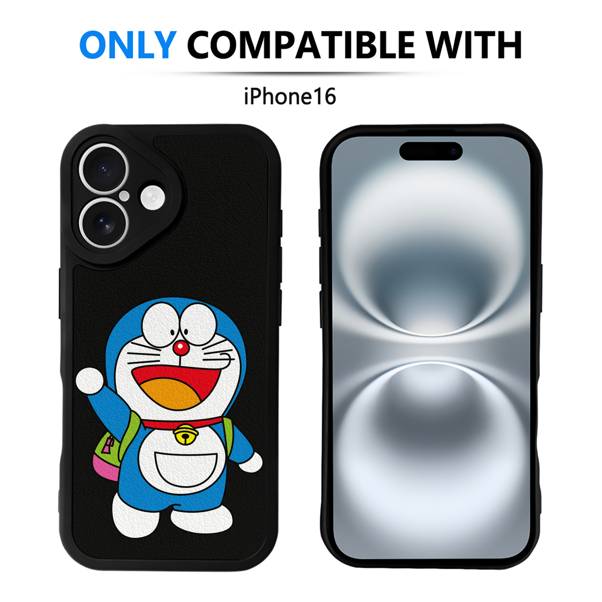 （画像用） ドラえもん Doraemon 【iPhone 16シリーズ対応】シリコンスマホケース（レザー調） 材質：シリコン